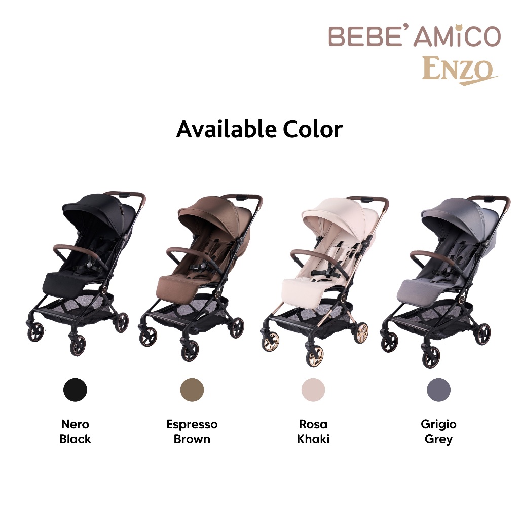 Bebe Amico Enzo Stroller Lightweight - Kereta Dorong Kabin One Hand Folding - Gambar 7