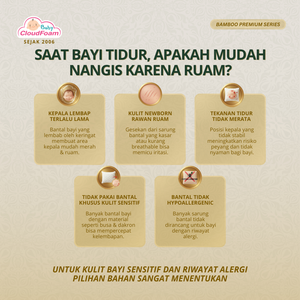 Baby Cloudfoam Bantal Bayi Anti Peyang Original - Kulit Kacang Hijau - Gambar 3