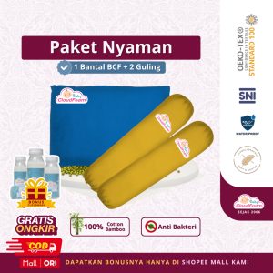 Baby Cloudfoam Paket Nyaman Bantal Anti Peyang dan Guling Bamboo
