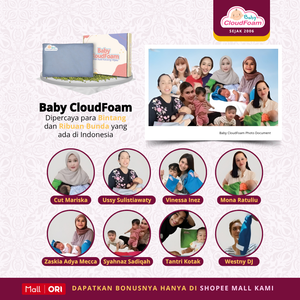 Baby Cloudfoam Paket Nyaman Bantal Anti Peyang dan Guling Bamboo - Gambar 10