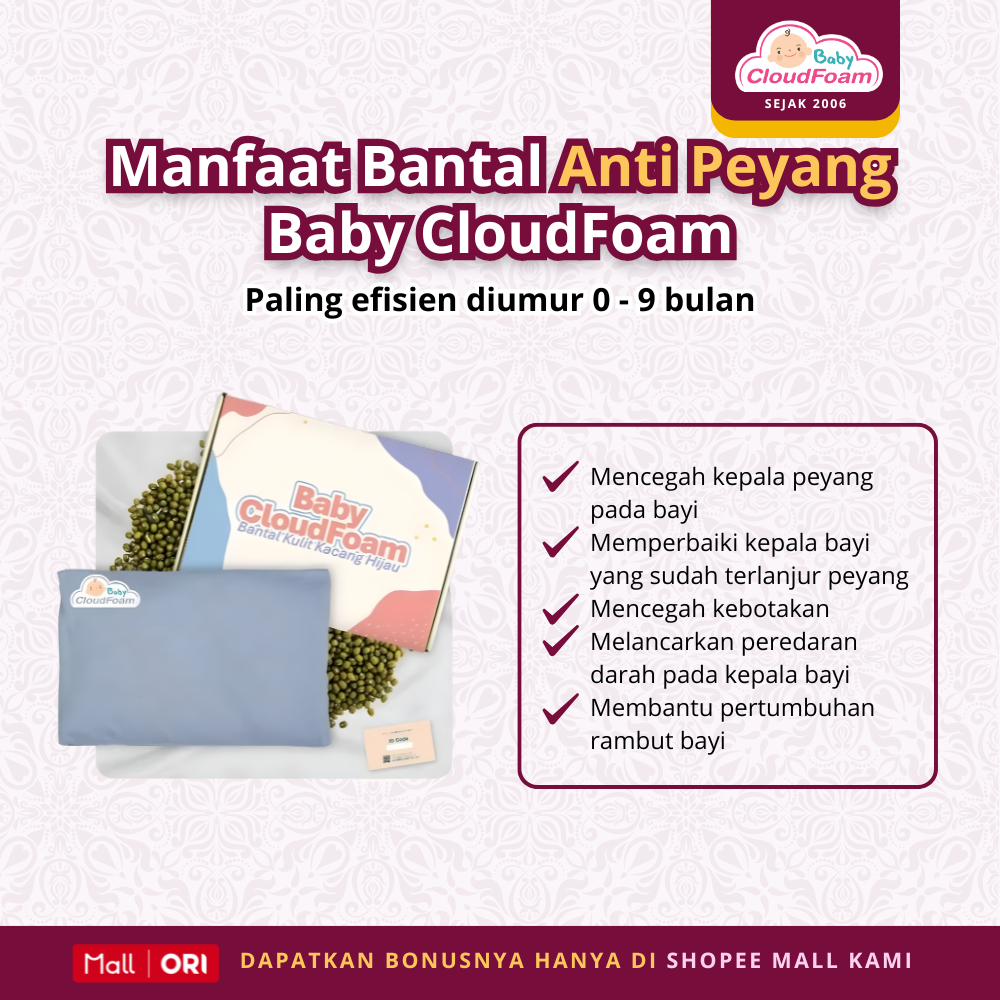 Baby Cloudfoam Paket Nyaman Bantal Anti Peyang dan Guling Bamboo - Gambar 3