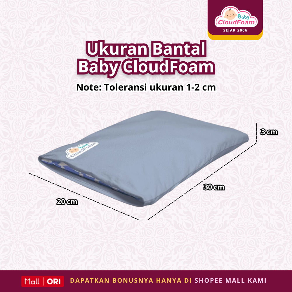 Baby Cloudfoam Paket Nyaman Bantal Anti Peyang dan Guling Bamboo - Gambar 7