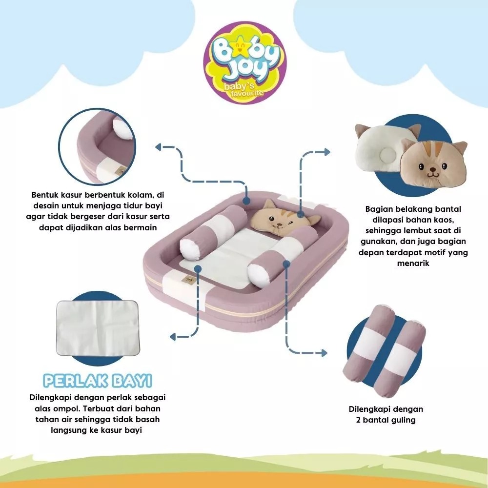 Baby Joy Kasur Bayi Kolam Kelambu Kitty Series Empuk - Gambar 6