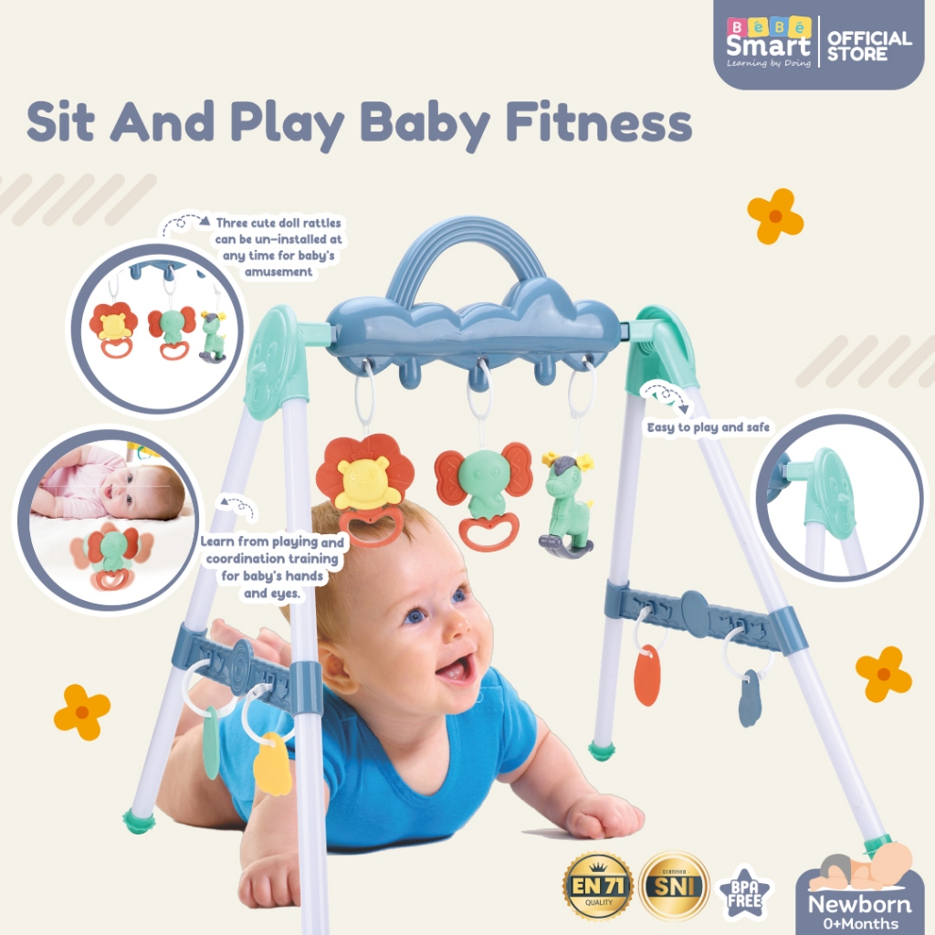 Bebe Smart Sit and Play Fitness Gym - Mainan Olahraga & Rattle Bayi - Gambar 3