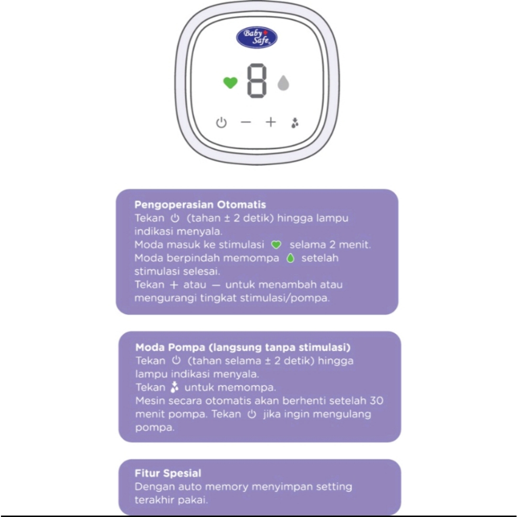 BabySafe BPE02 Double Electric Breast Pump - Pompa ASI Elektrik Ganda - Gambar 4