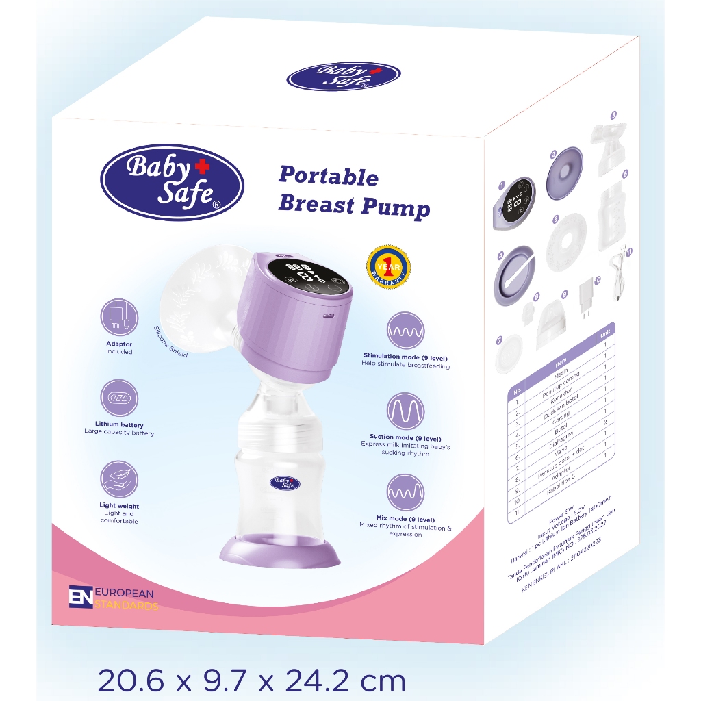 BabySafe BPE04 Portable Breast Pump - Pompa ASI Elektrik Ringkas - Gambar 5