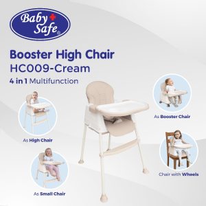 BabySafe Highchair HC09 Cream - Kursi Makan Bayi Praktis & Kokoh
