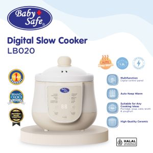 BabySafe Slow Cooker 1.2L LB020 Digital Multi Menu Keramik