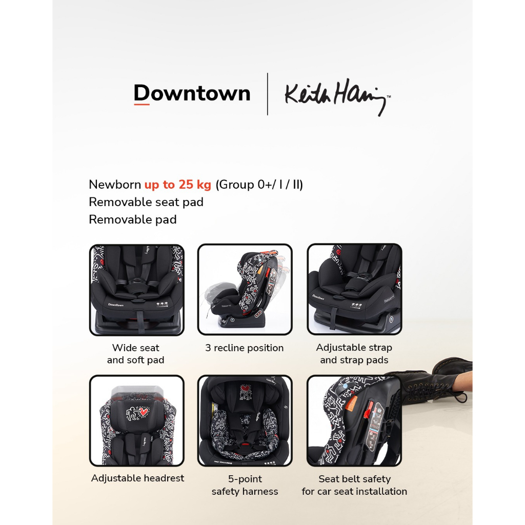 Cocolatte Keith Haring Downtown Black - Car Seat Bayi Convertible - Gambar 7
