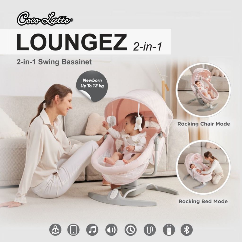 Cocolatte Loungez 2in1 Swing Bassinet - Ayunan Keranjang Bayi Otomatis - Gambar 7