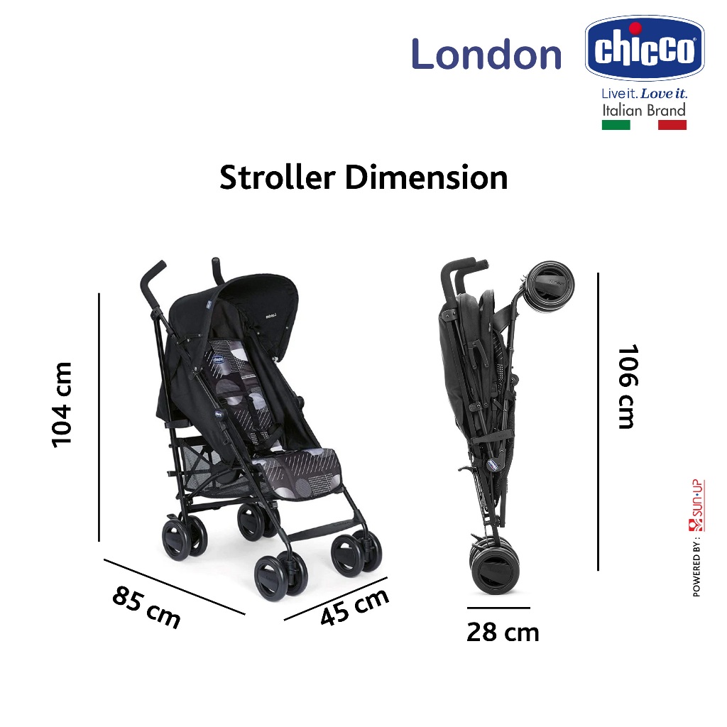 Chicco London Up Stroller - Kereta Dorong Bayi Lipat Travel Ringan - Gambar 5