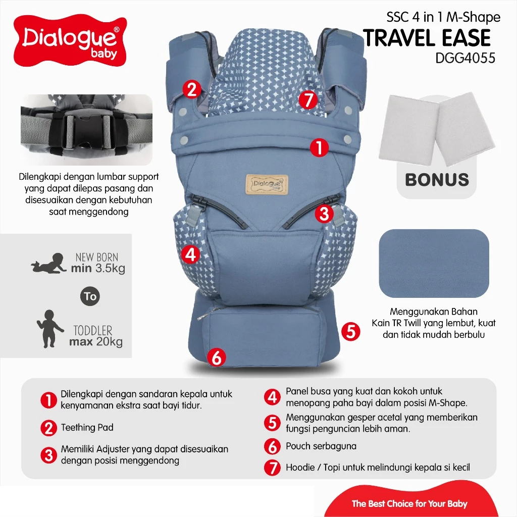 Dialogue Baby Gendongan Bayi SSC 4in1 Travel Ease DGG4055 - Gambar 10