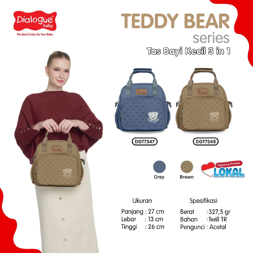 Dialogue Baby Tas Kecil Teddy Bear Series - Diaper Bag 3in1