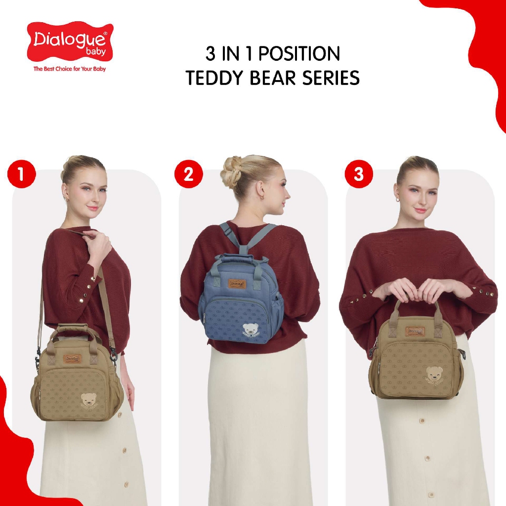 Dialogue Baby Tas Kecil Teddy Bear Series - Diaper Bag 3in1 - Gambar 3