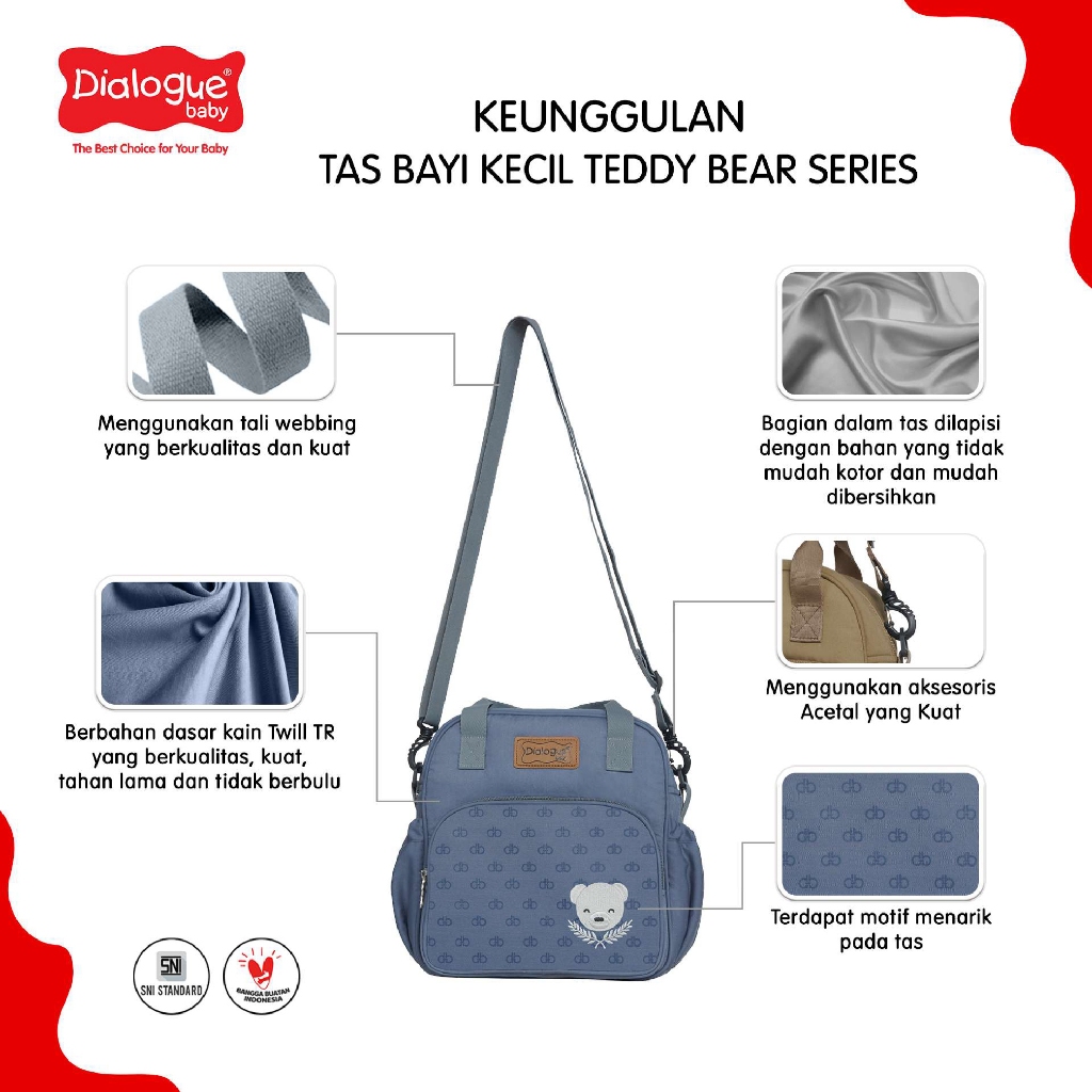 Dialogue Baby Tas Kecil Teddy Bear Series - Diaper Bag 3in1 - Gambar 4