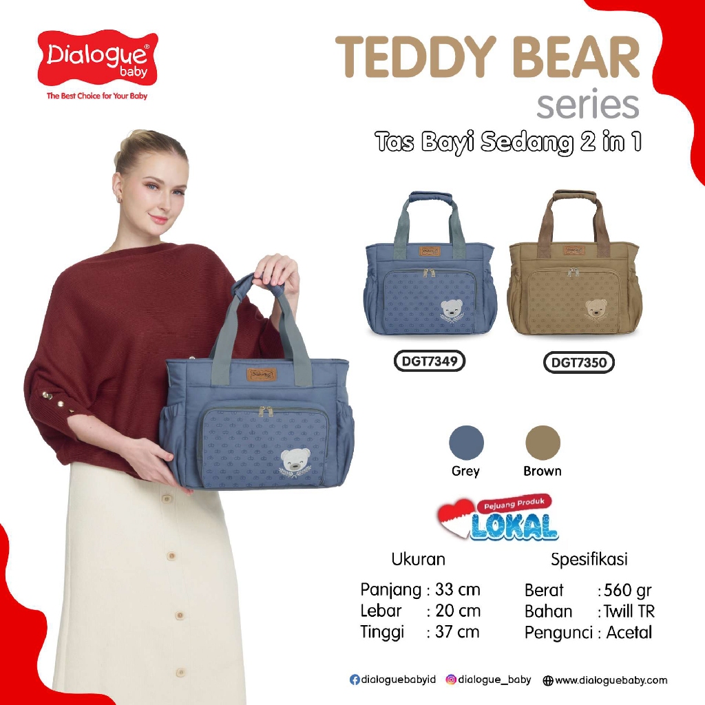Dialogue Baby Tas Sedang Teddy Bear Series - Diaper Bag 2in1