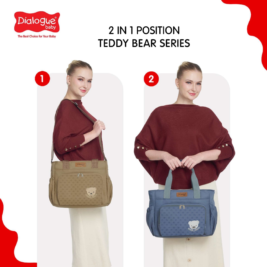 Dialogue Baby Tas Sedang Teddy Bear Series - Diaper Bag 2in1 - Gambar 4