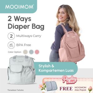Mooimom Stylish Multifunction 2 Ways Diaper Bag - Tas Bayi Ransel Selempang