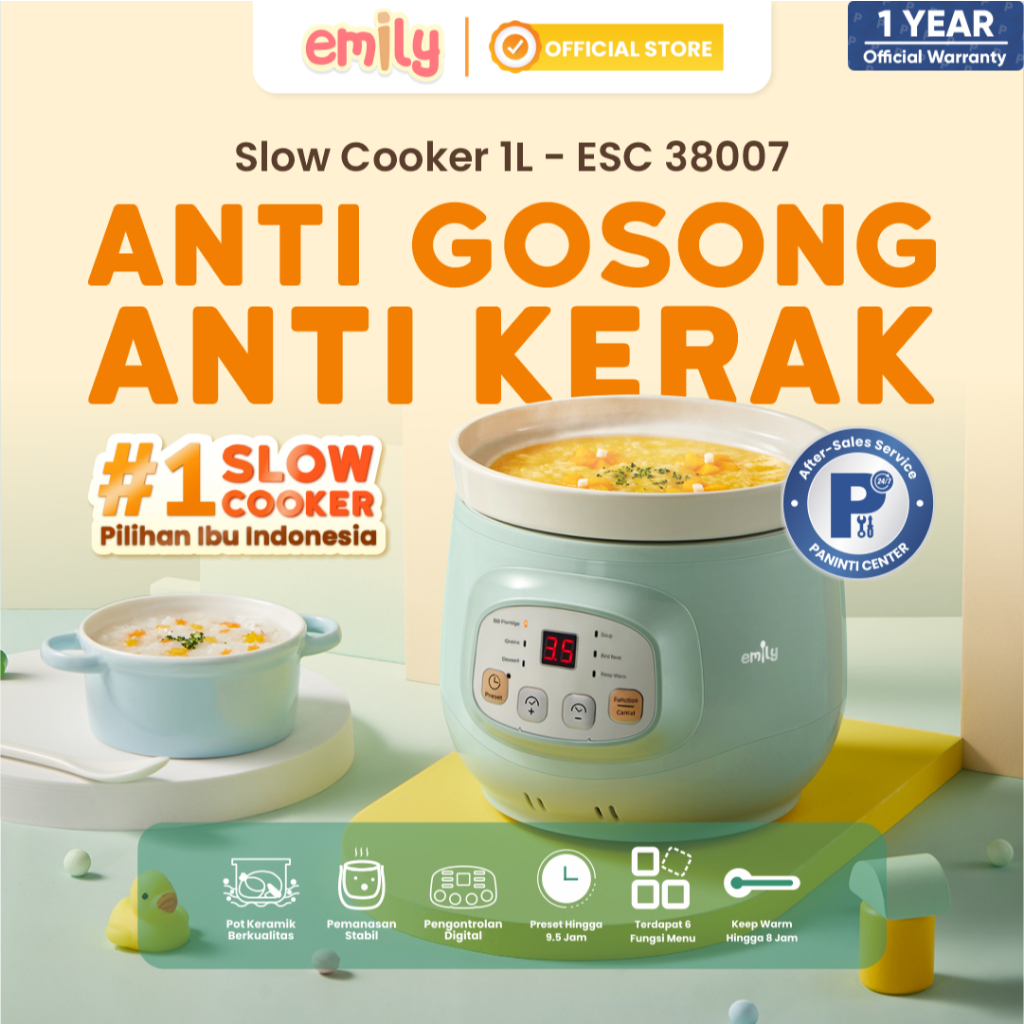 Panci Elektrik Slow Cooker Keramik Emily 1L ESC-36005