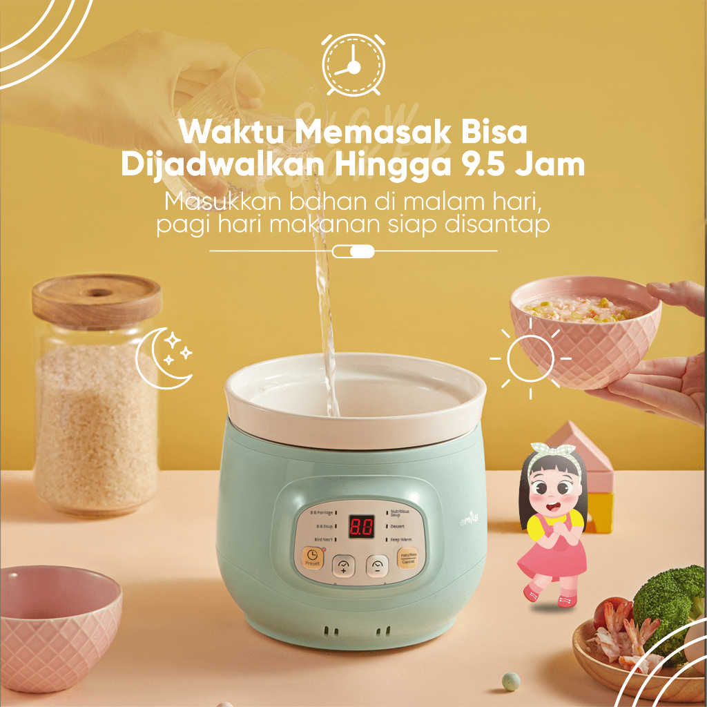 Panci Elektrik Slow Cooker Keramik Emily 1L ESC-36005 - Gambar 3