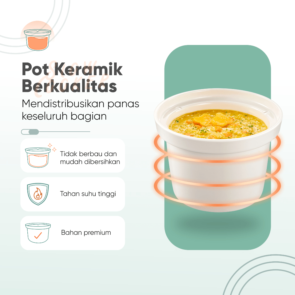 Panci Elektrik Slow Cooker Keramik Emily 1L ESC-36005 - Gambar 4