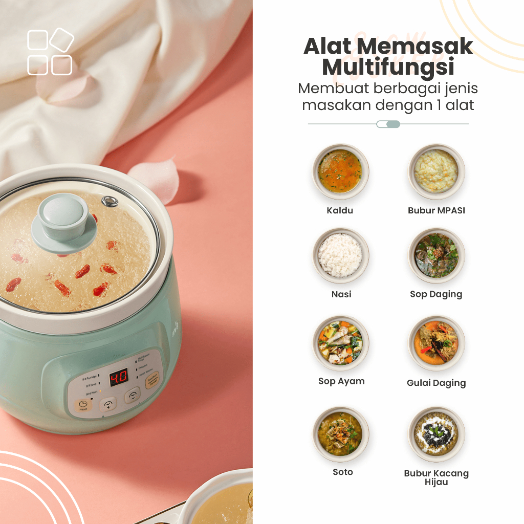 Panci Elektrik Slow Cooker Keramik Emily 1L ESC-36005 - Gambar 6