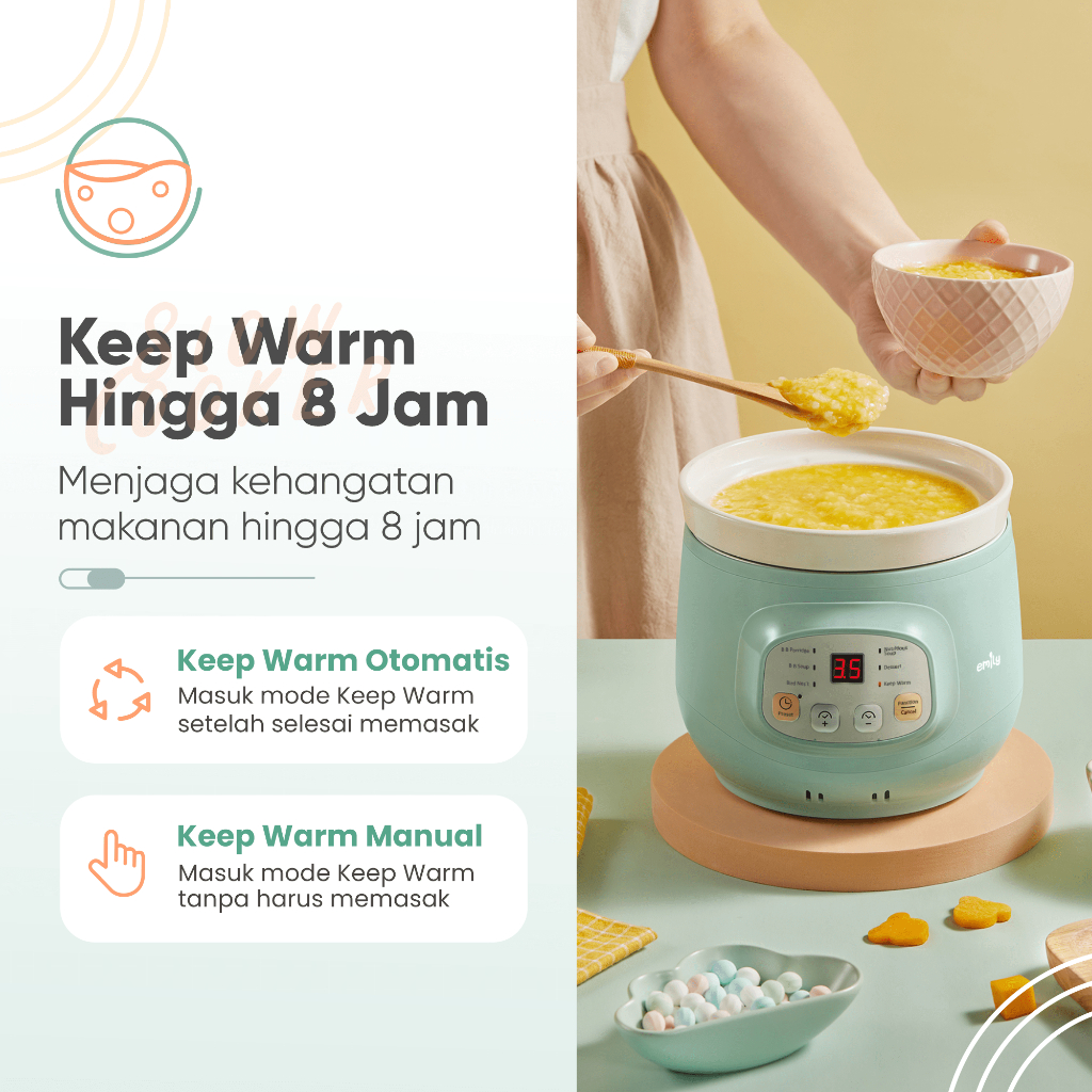 Panci Elektrik Slow Cooker Keramik Emily 1L ESC-36005 - Gambar 7