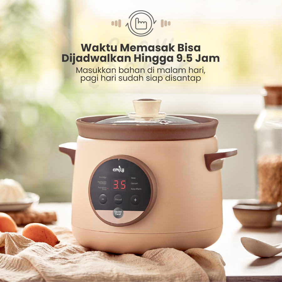 Panci Elektrik Slow Cooker Tanah Liat Emily 1.5L ESC-39008 - Gambar 6