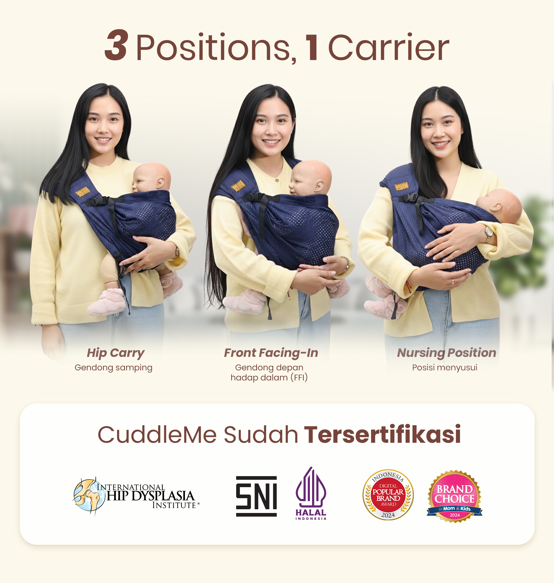 CuddleMe Geos Fit Air - Gendongan Bayi Samping Kaos Pori Newborn - Gambar 10