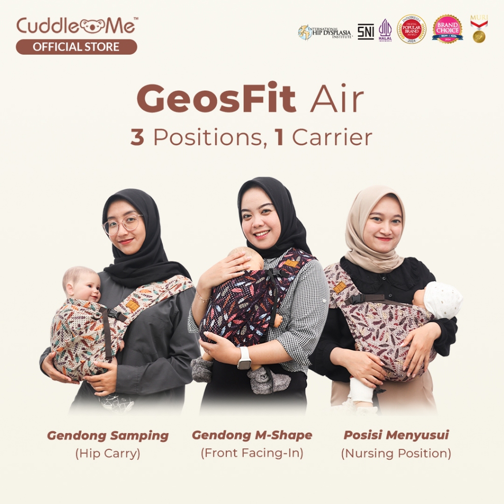 CuddleMe Geos Fit Air - Gendongan Bayi Samping Kaos Pori Newborn - Gambar 3