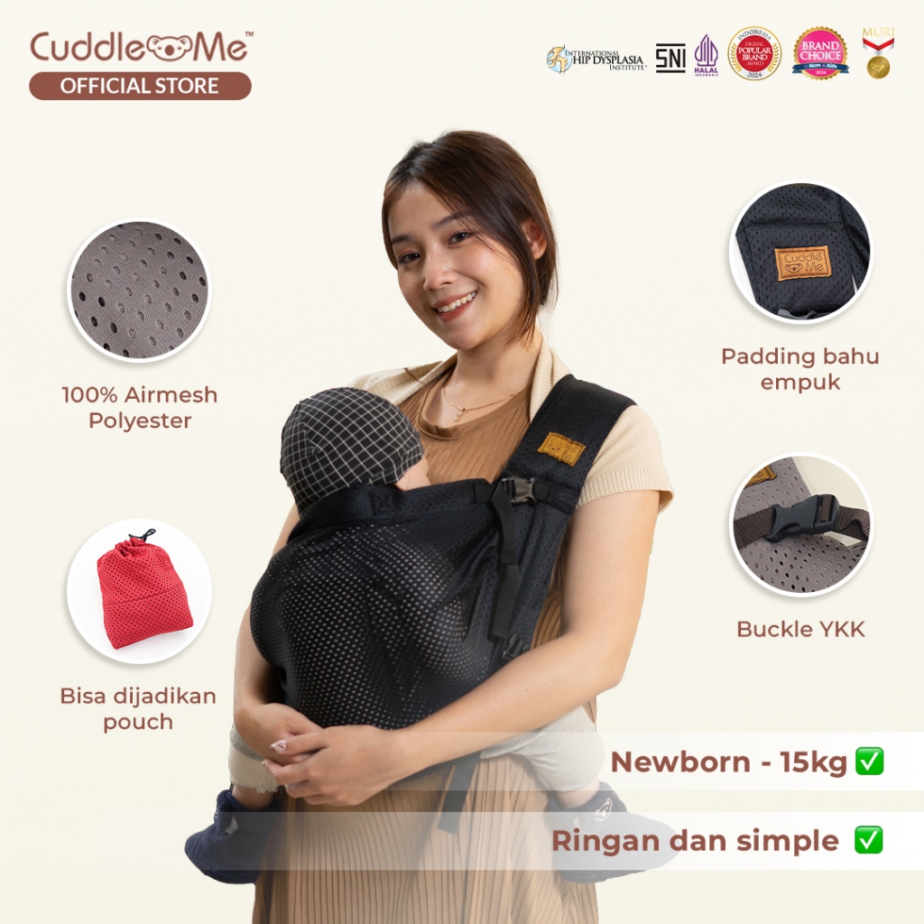 CuddleMe Geos Fit Air - Gendongan Bayi Samping Kaos Pori Newborn - Gambar 4