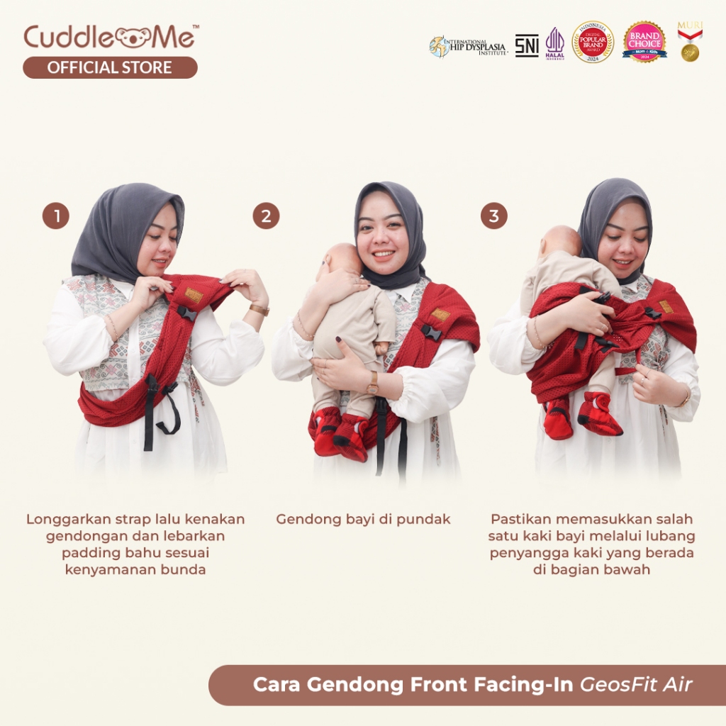 CuddleMe Geos Fit Air - Gendongan Bayi Samping Kaos Pori Newborn - Gambar 6