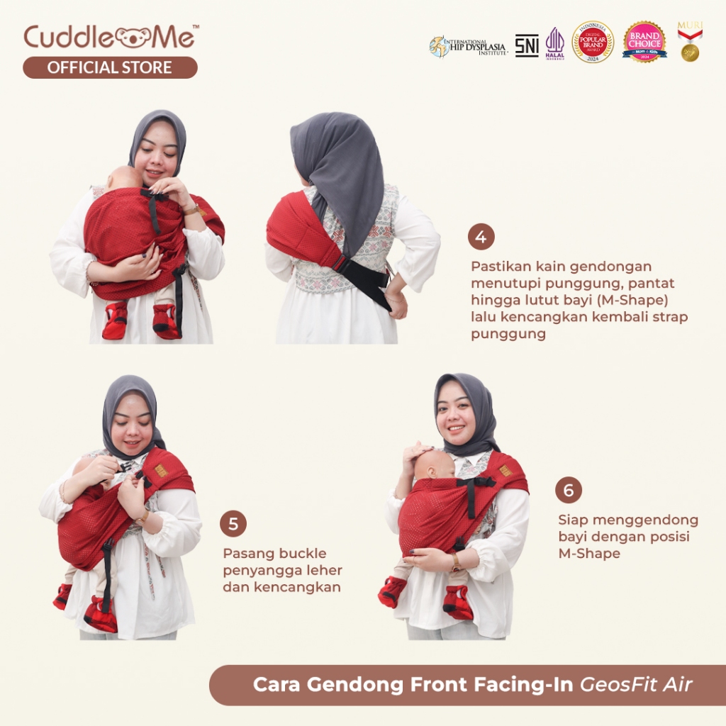 CuddleMe Geos Fit Air - Gendongan Bayi Samping Kaos Pori Newborn - Gambar 7
