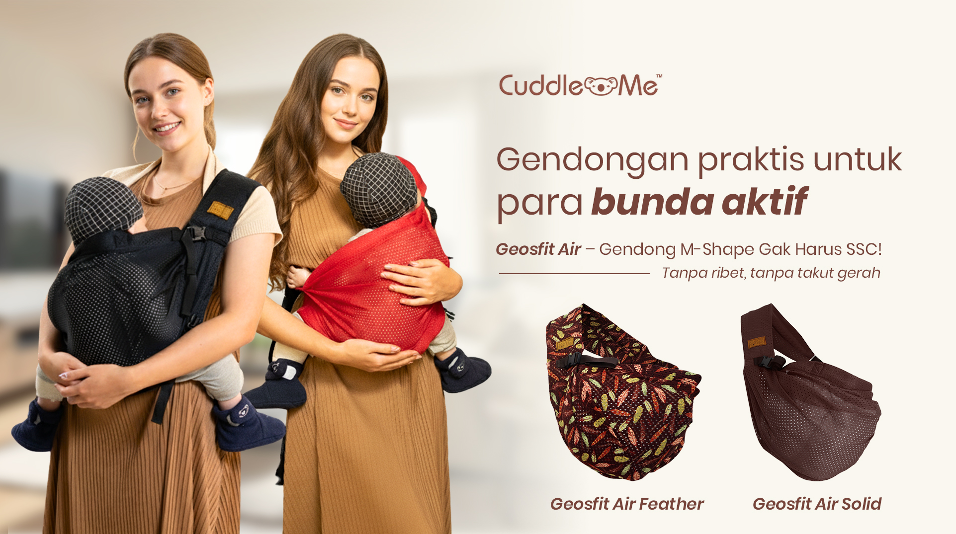CuddleMe Geos Fit Air - Gendongan Bayi Samping Kaos Pori Newborn - Gambar 9