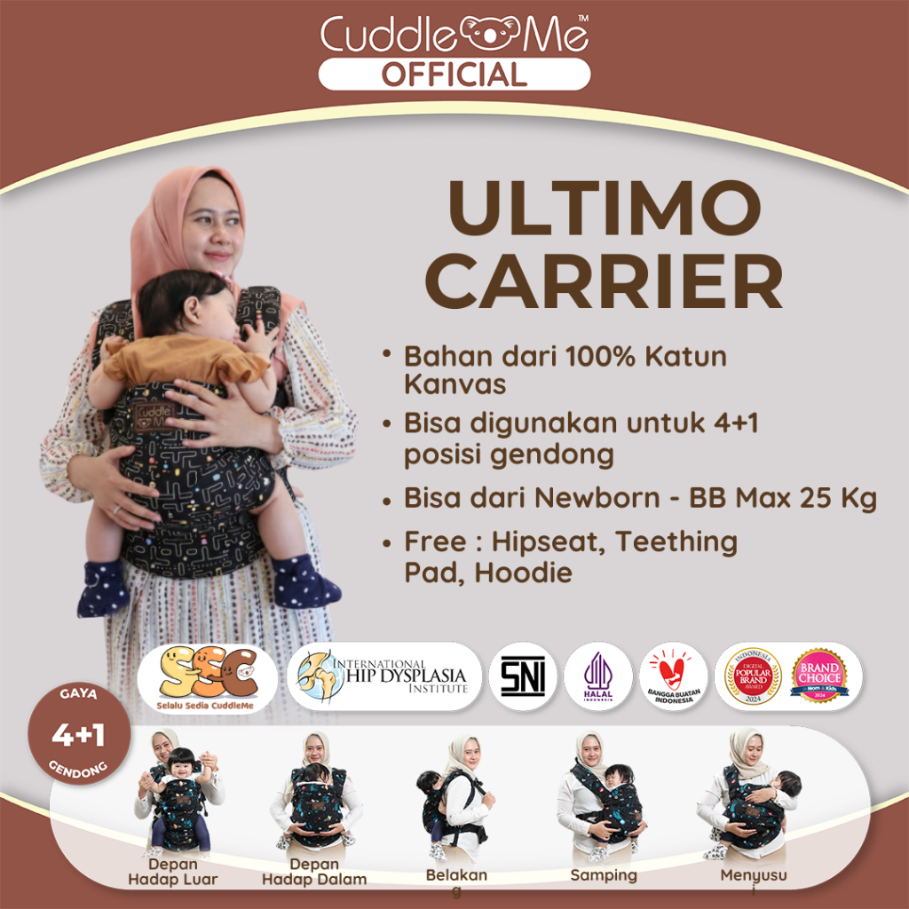 CuddleMe Ultimo Carrier - Gendongan SSC M-Shape Ergonomis Multiposisi