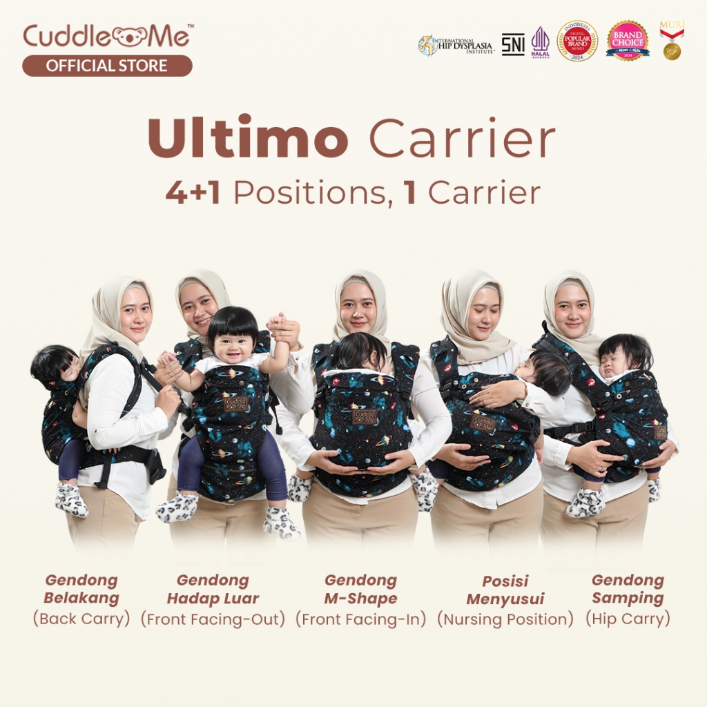 CuddleMe Ultimo Carrier - Gendongan SSC M-Shape Ergonomis Multiposisi - Gambar 3
