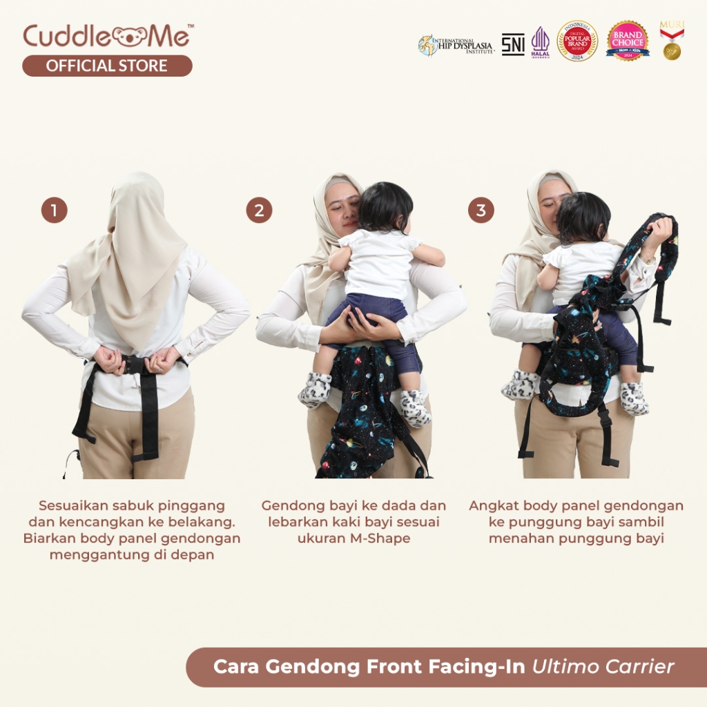 CuddleMe Ultimo Carrier - Gendongan SSC M-Shape Ergonomis Multiposisi - Gambar 5