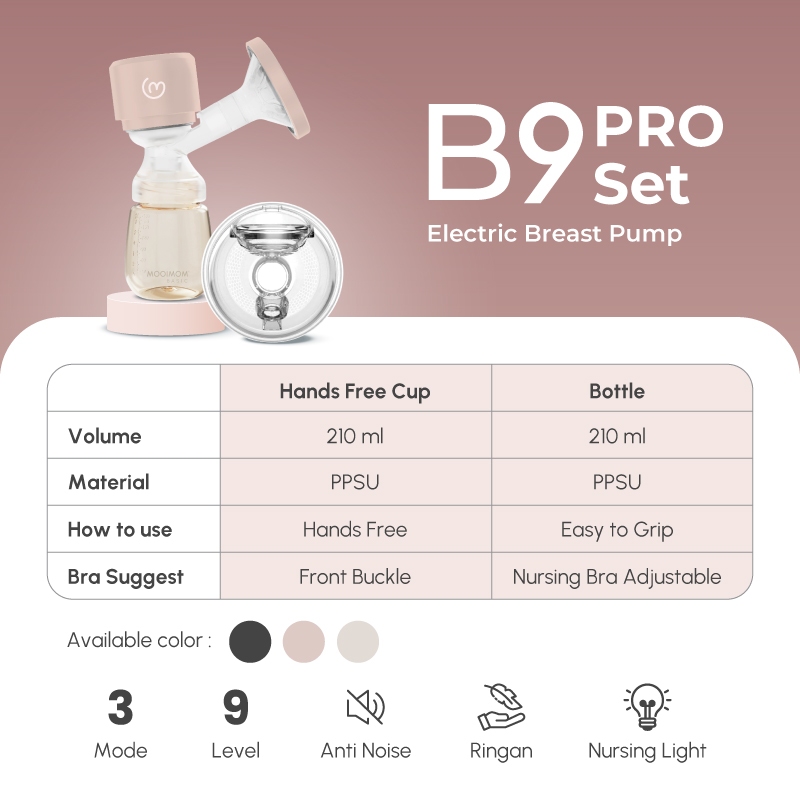 MOOIMOM Basic B9 Pro Set - Pompa ASI Elektrik 2-in-1 Handsfree & Hands-on - Gambar 4