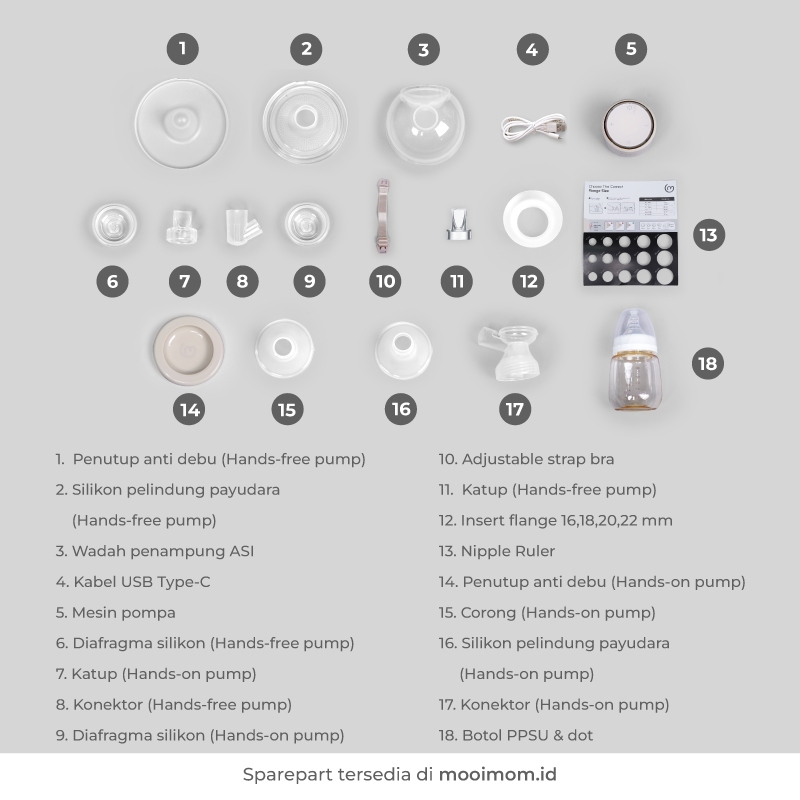 MOOIMOM Basic B9 Pro Set - Pompa ASI Elektrik 2-in-1 Handsfree & Hands-on - Gambar 7