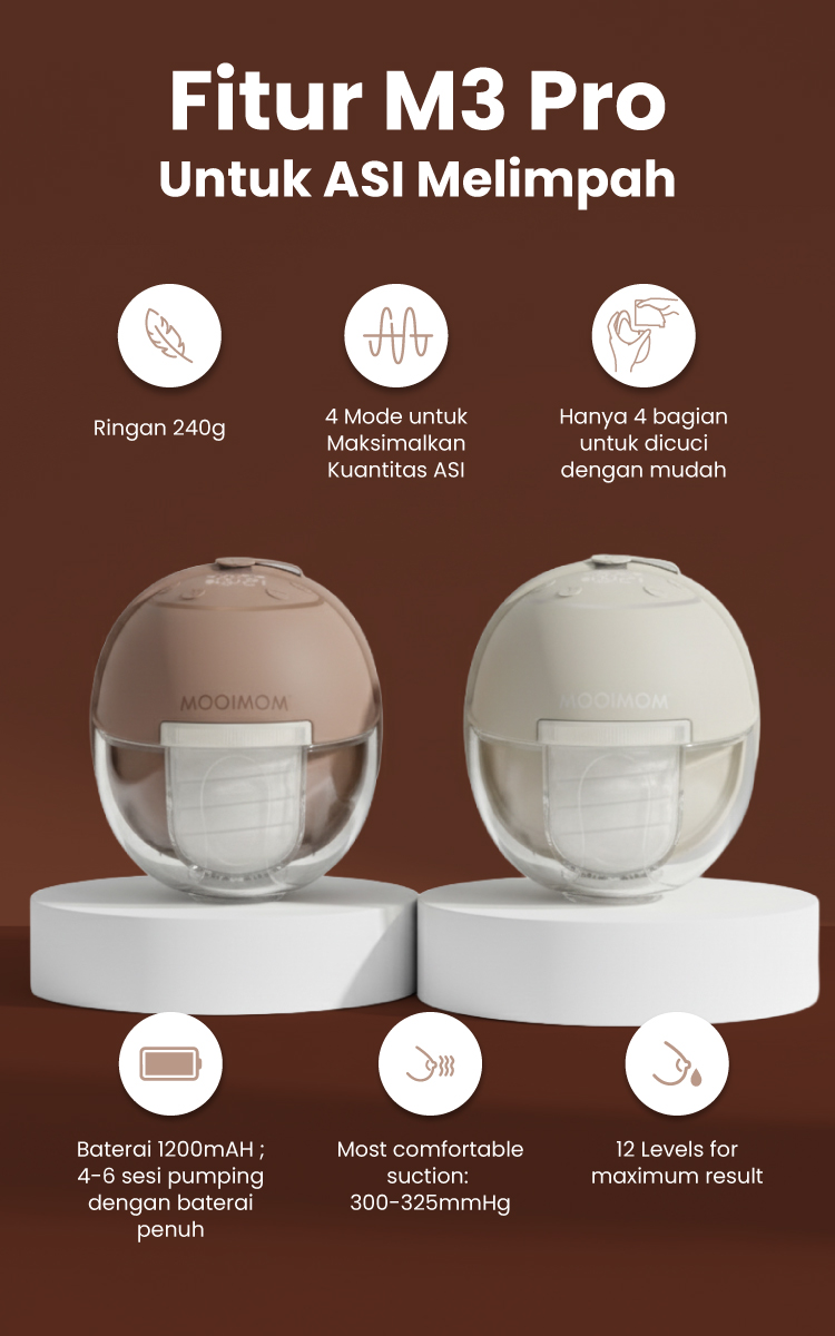 MOOIMOM M3 Pro Air Flow Handsfree Electric Breast Pump Pompa ASI Wireless - Gambar 13