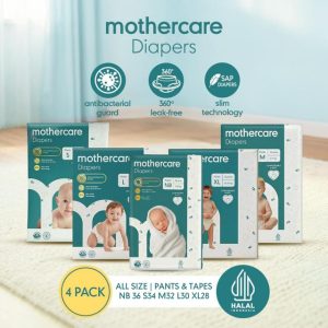 4 PACK Mothercare Diapers Pants S34 M32 L30 XL28 - Popok Celana Tape Bayi | Antibakterial | SAP