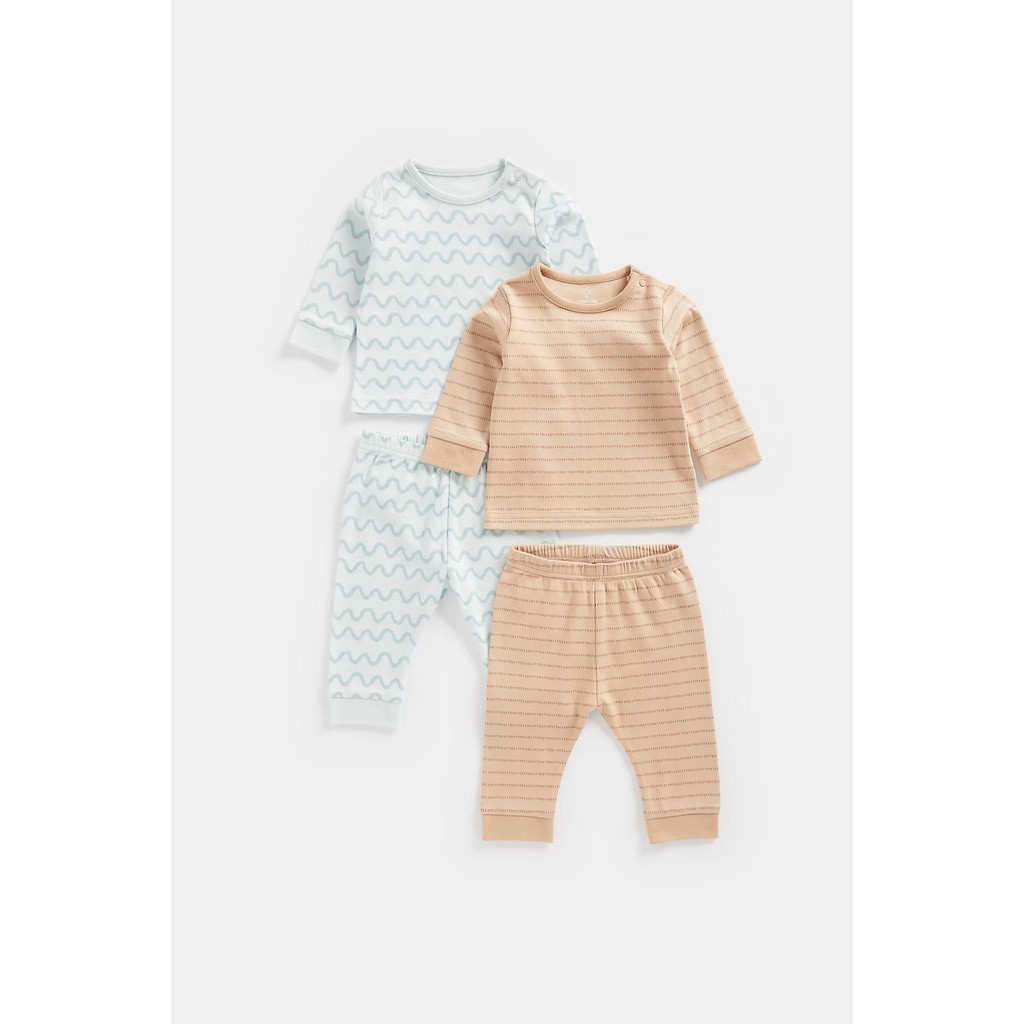 Mothercare Wave Baby Pyjamas - 2 Pack - Piyama Bayi Laki-laki (Cokelat) - Gambar 2
