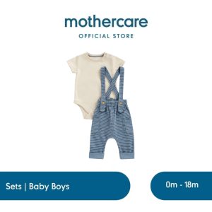 Mothercare My First Dungarees and Bodysuit Set - Set Baju Bayi Laki-laki (Krem)