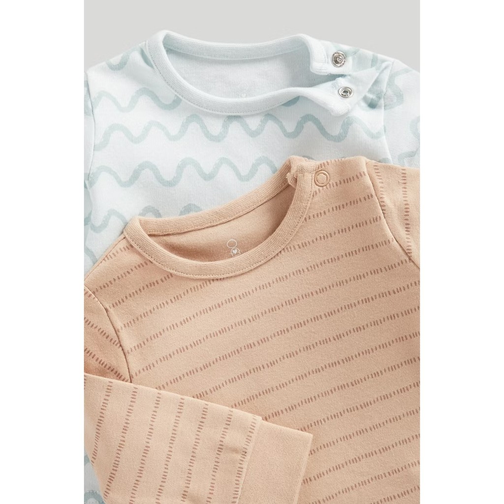 Mothercare Wave Baby Pyjamas - 2 Pack - Piyama Bayi Laki-laki (Cokelat) - Gambar 3