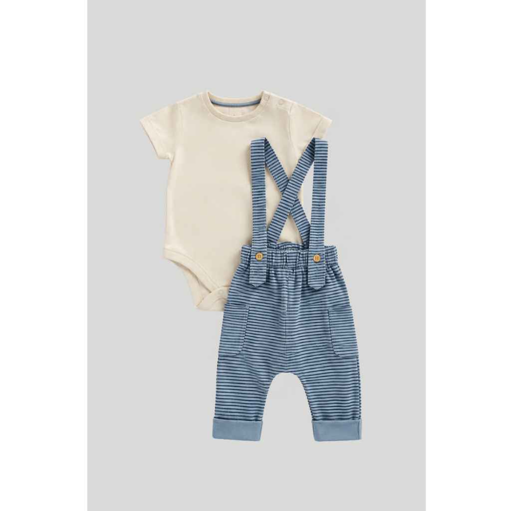 Mothercare My First Dungarees and Bodysuit Set - Set Baju Bayi Laki-laki (Krem) - Gambar 3