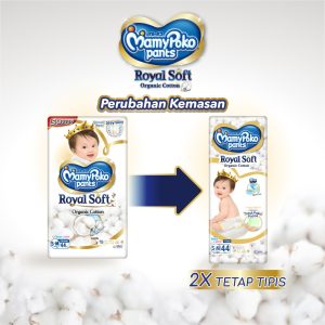 MamyPoko Pants Royal Soft Organic Cotton – S-M 44 (S Besar) – 4 Packs (2)