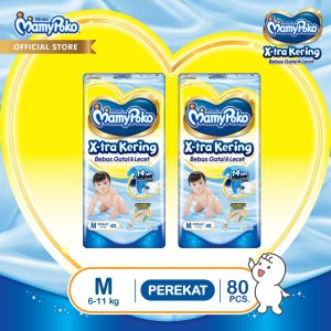 MamyPoko X-tra Kering - M 40 - Popok Perekat Newborn Bayi Baru Lahir- 2 Packs