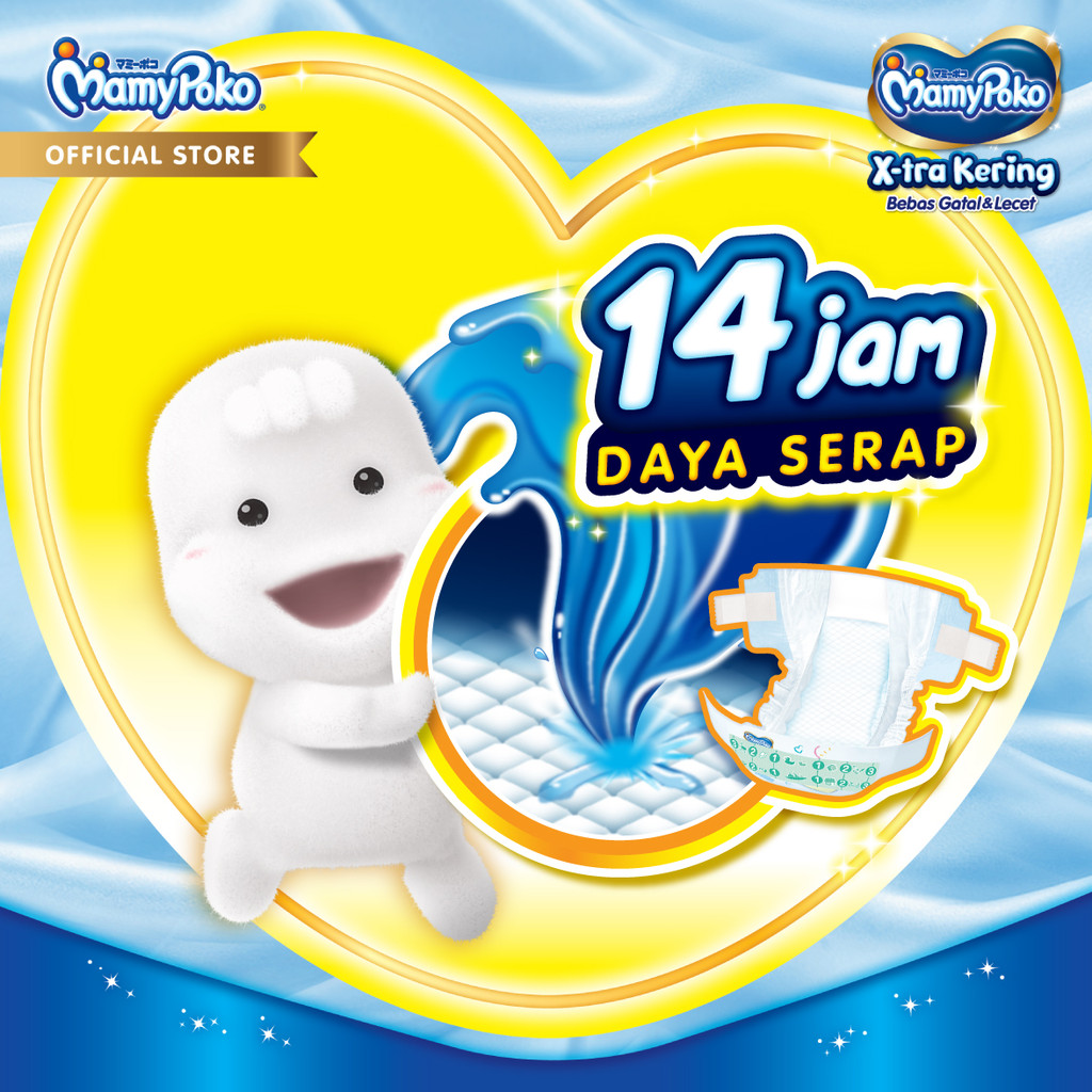 MamyPoko X-tra Kering - M 40 - Popok Perekat Newborn Bayi Baru Lahir - 4 Packs - Gambar 3