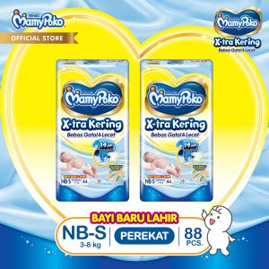 MamyPoko X-tra Kering - NB-S 44 - Popok Perekat Newborn Bayi Baru Lahir- 2 Packs