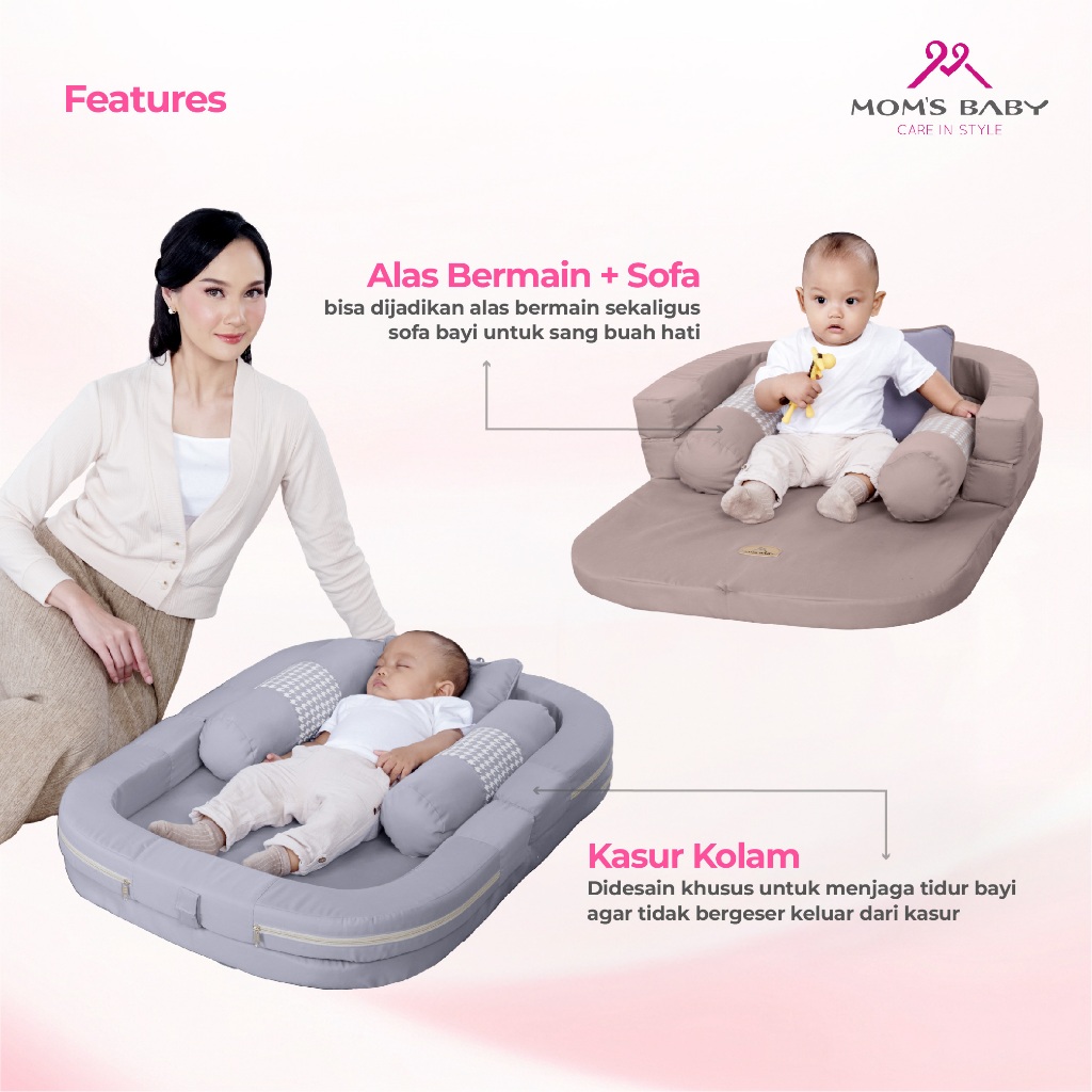 Moms Baby Kasur Bayi Sofa Kelambu 3in1 Seline Series - Gambar 2